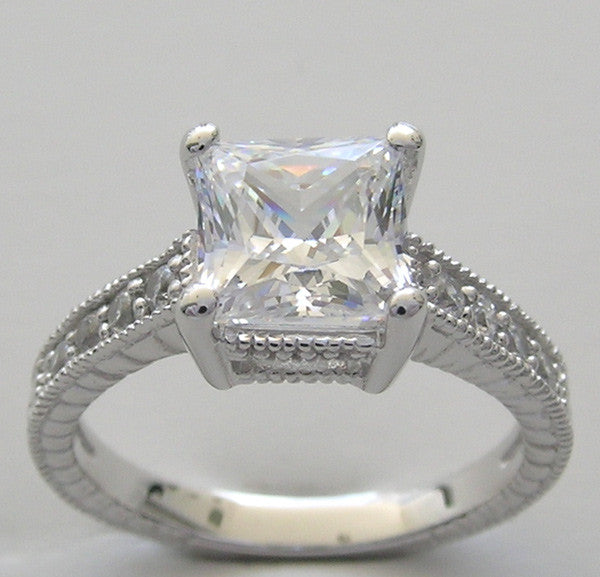 Princess Cut Diamond Edwardian Engagement Ring Settings ANTIQUE