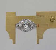 OVAL SHAPEANTIQUE STYLE MIL GRAINED DIAMOND ENGAGEMENT RING SETTING