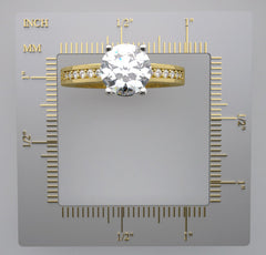 14K YELLOW GOLD SOLITAIRE DIAMOND ACCENTED ENGAGEMENT RING SETTING