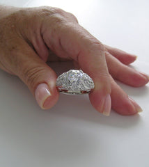 REMOUNT ENGAGEMENT RING SETTING WITH PAVE DIAMOND ACCENTS DECO STYLING