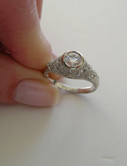 ANTIQUE ART DECO STYLE DIAMOND BEZEL FILLIGREE RING SETTING