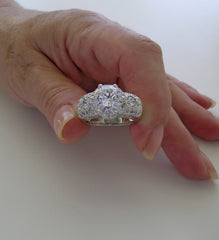 SPECIAL ENGAGEMENT RING SETTING ART DECO ANTIQUE STYLE ENCRUSTED WITH ACCENT DIAMONDS