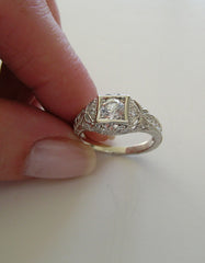 ART DECO STYLE FILIGREE DIAMOND RING SETTING