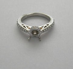 UNUSUAL FEMININE TWO TONE GOLD DIAMOND ENGAGEMENT RING SETTING