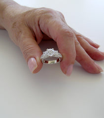 RING SETTING FOR ENGAGEMENT RINGS THREE STONE DESIGN