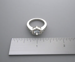 UNUSUAL HEXAGONAL FLUSH SET PAVE DIAMOND ENGAGEMENT RING SETTING