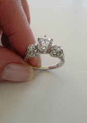 ANTIQUE ART NOUVEAU STYLE DIAMOND ENGAGEMENT RING GOLD OR PLATINUM SETTING