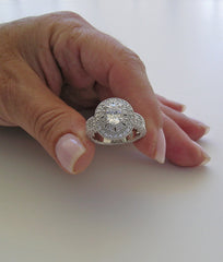 DIAMOND HALO RING SETTING OR RE-MOUNT RING SETTING WITH DIAMOND ACCENTS