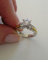 ENGAGEMENT RING SETTING RIGHT HAND RING REMOUNT TWO TONE GOLD ALL SHAPES