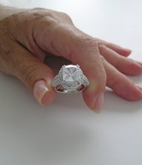 ANTIQUE ART DECO STYLE CUSHION CUT LARGE DIAMOND ACCENT RING SETTING