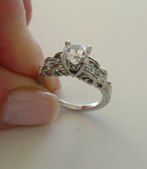 ART DECO ANTIQUE STYLE DIAMOND RIBBON DESIGNED ENGAGEMENT RING SETTING