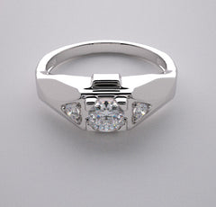 SIMPLE THREE STONE DIAMOND ACCENT PINKY RING SETTING