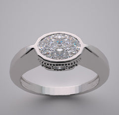 EAST WEST OVAL SHAPE STONE DIAMOND ACCENT RING SETTING