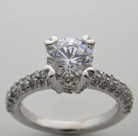 TRENDY FEMININE PAVE DIAMOND ENGAGEMENT RING SETTING