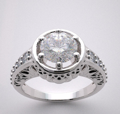 FEMININE DIAMOND ACCENT ENGAGEMENT RING SETTING