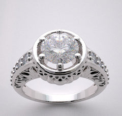 FEMININE DIAMOND ACCENT ENGAGEMENT RING SETTING