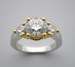 DYNAMIC TWO TONE GOLD THREE STONE RING SETTING