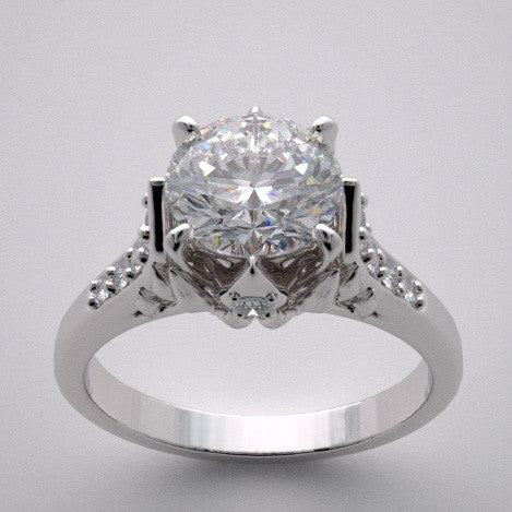 DESIGNER CROWN MOTIF ENGAGEMENT RING SETTING WITH ACCENT DIAMONDS