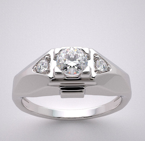 SIMPLE THREE STONE DIAMOND ACCENT PINKY RING SETTING