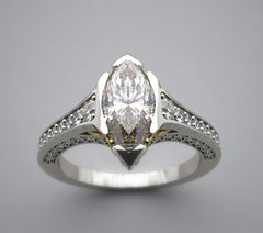 MARQUISE NORTH TO SOUTH ENGAGMENT RING SETTING OR REMOUNT MOUNTING