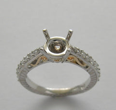 UNUSUAL FEMININE TWO TONE GOLD DIAMOND ENGAGEMENT RING SETTING