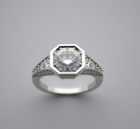 INTERESTING ART DECO ANTIQUE STYLE DIAMOND ACCENTED RING SETTING