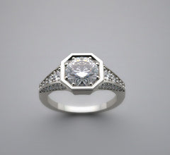 INTERESTING ART DECO ANTIQUE STYLE DIAMOND ACCENTED RING SETTING