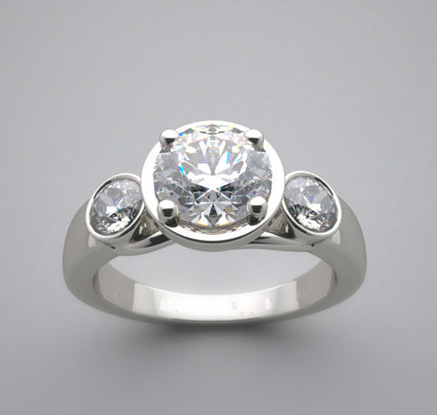 THREE STONE BEZEL SET TYPE DIAMOND ENGAGEMENT RING SETTING