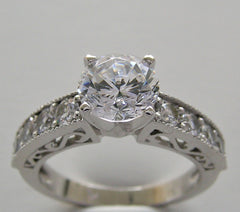 GOLD OR PLATINUM CLASSIC DIAMOND ACCENTED ENGAGEMENT RING SETTING