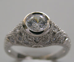 ANTIQUE ART DECO STYLE DIAMOND BEZEL FILLIGREE RING SETTING