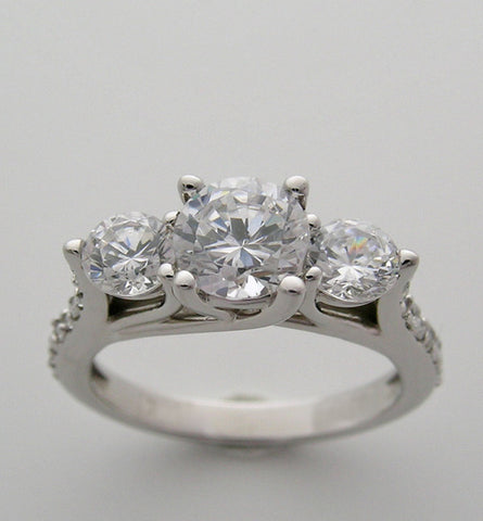 UNIQUE THREE STONE DIAMOND RING SETTING