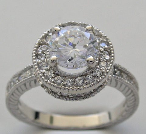 FEMININE HALO DIAMOND ACCENT ENGAGEMENT RING SETTING