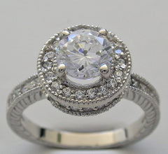 FEMININE HALO DIAMOND ACCENT ENGAGEMENT RING SETTING