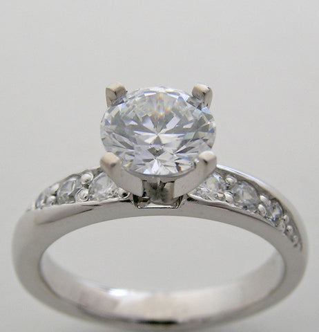 ENGAGEMENT RING SETTING WITH DIAMOND ACCENTS MID CENTURY STYLING