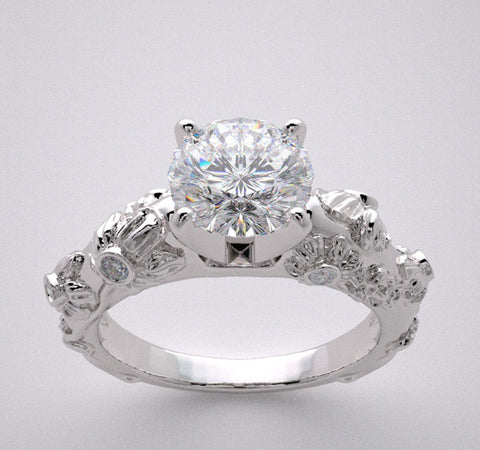 ART DECO STYLE DIAMOND ACCENT ENGAGEMENT RING