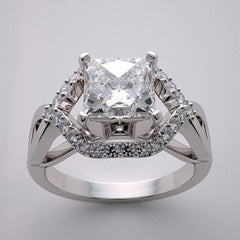 ARTISTIC ENGAGEMENT RING SETTING GEOMETRIC ART DECO STYLE COLLECTION WITH DIAMOND ACCENTS