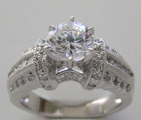 IMPORTANT UNIQUE DIAMOND ACCENTED ENGAGEMENT RING SETTING FOR ALL SHAPES AND SIZE CENTER STONES