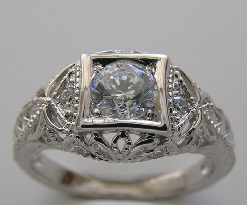 ART DECO STYLE FILIGREE DIAMOND RING SETTING