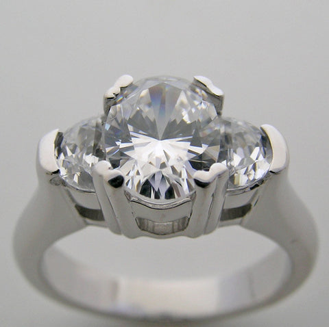 UNIQUE THREE STONE RING SETTING WITH HALF MOON SHAPE DIAMONDS