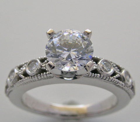 DETAILED MILLEGRAIN INTRICATE DIAMOND ENGAGEMENT RING SETTING