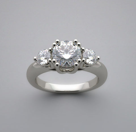 TRADITIONAL THREE STONE DIAMOND ENGAGEMENT RING SETTING