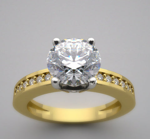 14K YELLOW GOLD SOLITAIRE DIAMOND ACCENTED ENGAGEMENT RING SETTING