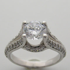 PRETTY SPLIT SHANK DIAMOND ACCENTED ENGAGEMENT RING SETTING