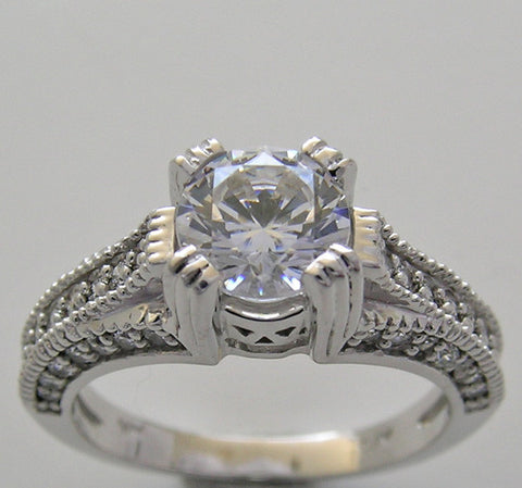 IMPORTANT DIAMOND AND MIL GRAIN ACCENT ENGAGEMENT RING SETTING WITH ENGRAVED DETAILS