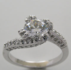 GRACEFUL UNUSUAL ENTWINNED SWIRL DESIGN SOLITAIRE RTING SETTING WITH DIAMOND ACCENTS