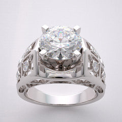 OUTSTANDING ART DECO STYLE ARCHITECTURAL DESIGN DIAMOND ACCENT ENGAGEMENT RING SETTING