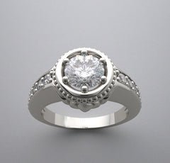 ENGAGEMENT RING SETTING WITH ELEGANT FEMININE DETAILS AND DIAMOND ACCENTS