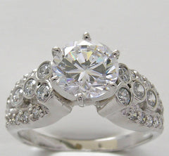 FEMININE DIAMOND PAVE ANTIQUE STYLE ENGAGEMENT DIAMOND RING SETTING