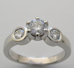 ELEGANT BEZEL AND PRONG SET THREE STONE DIAMOND RING SETTING