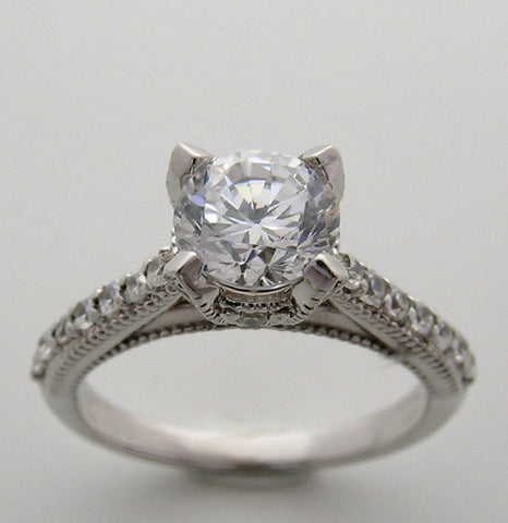 ENGAGEMENT RING SETTING WITH ENCRUSTED DIAMOND DETAILS